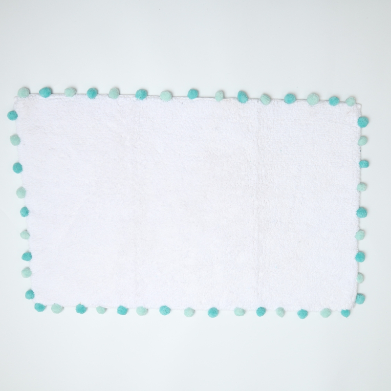 Badmat met pompons blue/green